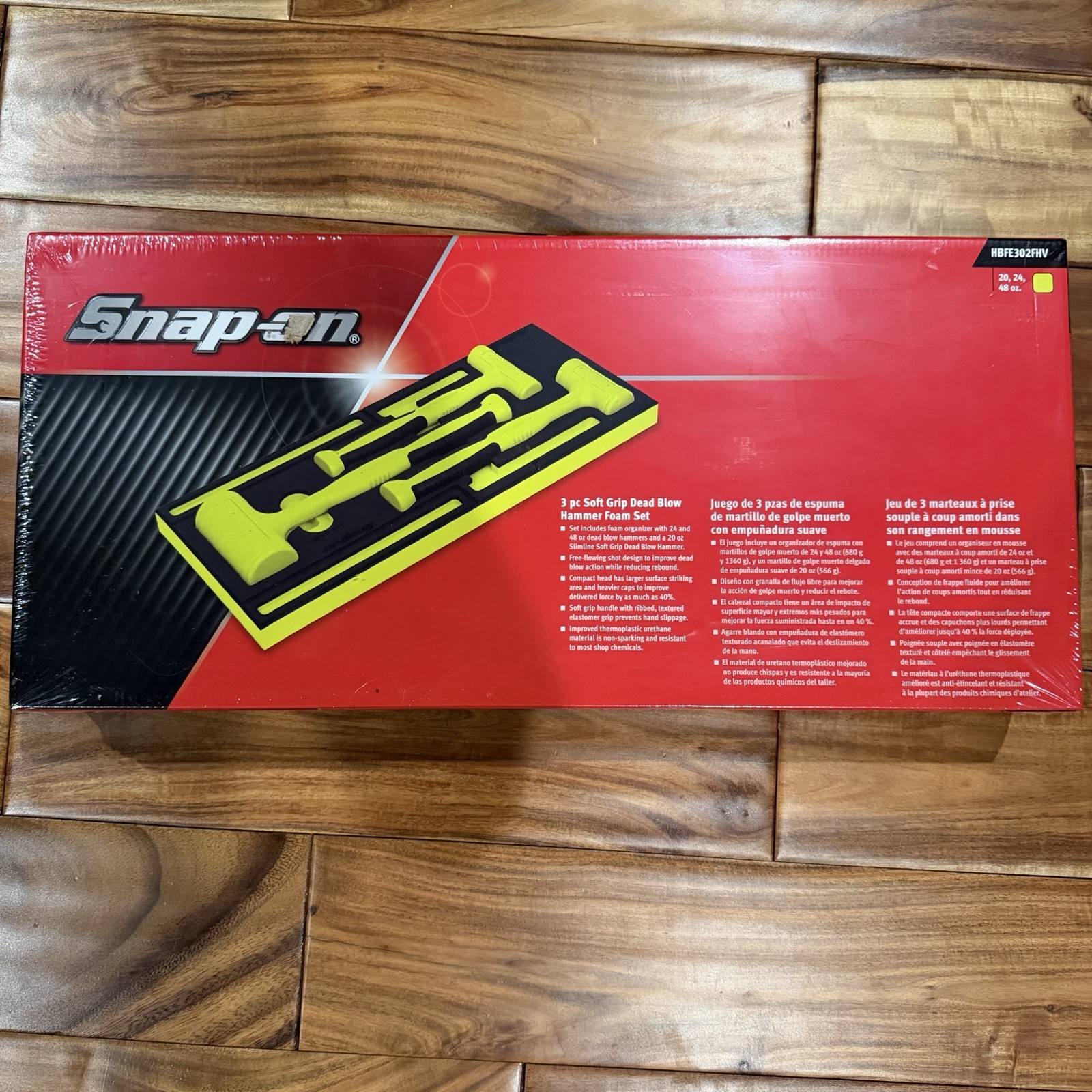 Snap-on Tools NEW 6pc HI VIZ YELLOW Dead Blow Hammer Set w/ PRO-FI Foam HBFE6FHV
