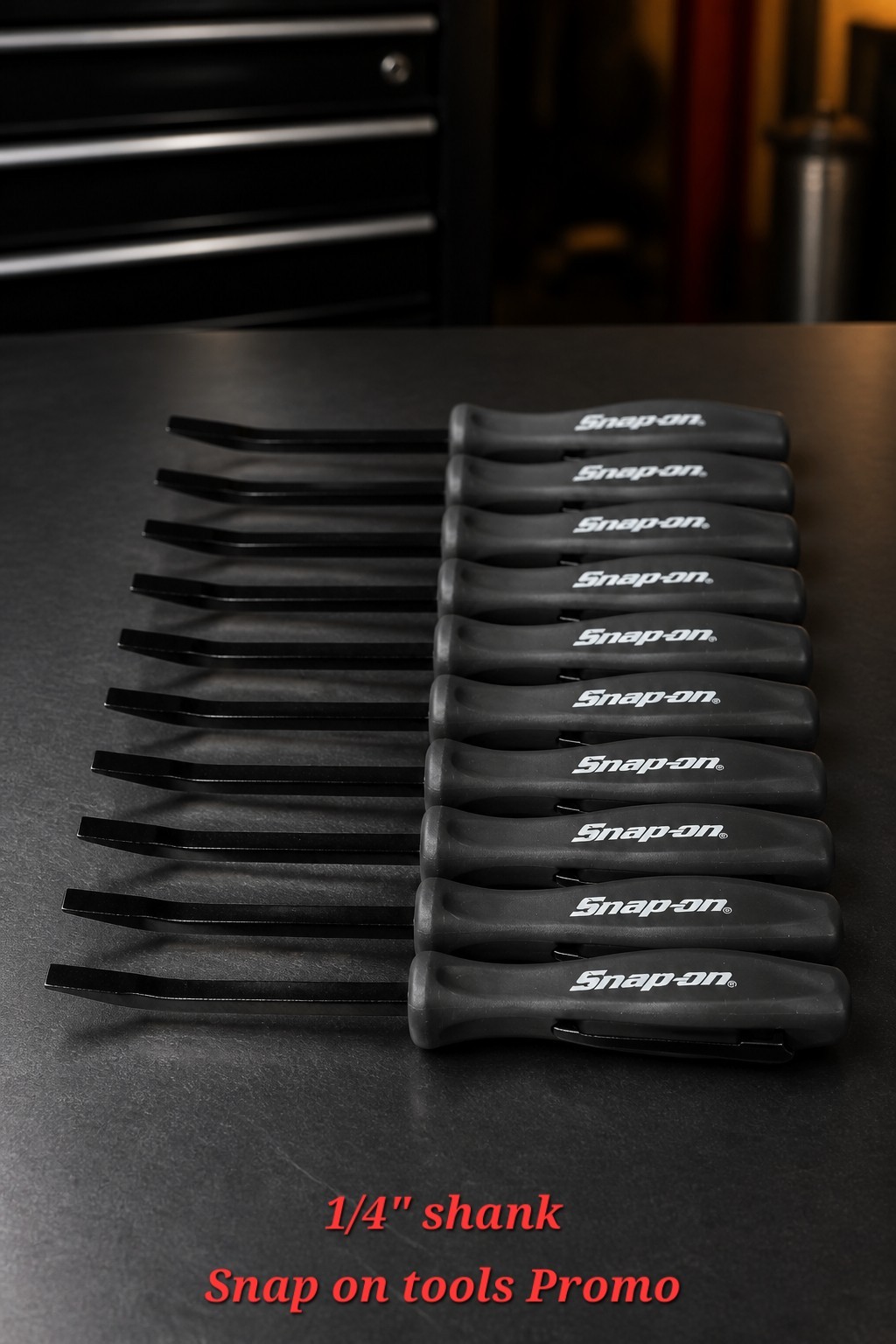 10X Dark Titanium Promo SE For Snap on tools 1/4″ Shank Angled PRY BARS + GIFT!!