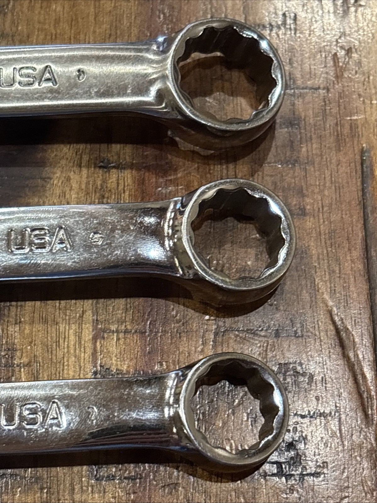 Snap On Tools 9/16”, 5/8”, & 11/16” Short Handle Combination Wrench 12pt USA EUC