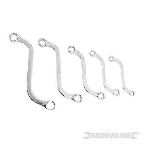 Silverline 5pce S-Type Obstruction Ring Spanner Wrench – Storage Pouch 10-19mm