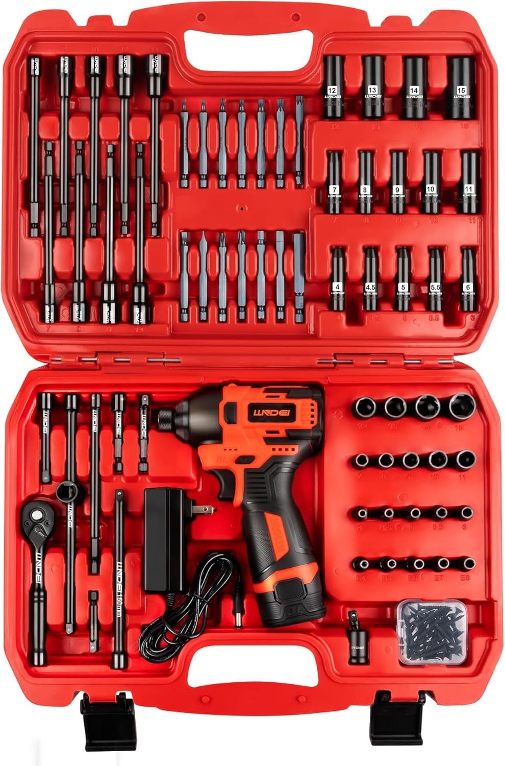 16V Brushless Impact Driver Kit, 108 PCS 140N. m, 6 point 1/4″ Drive Socket S…