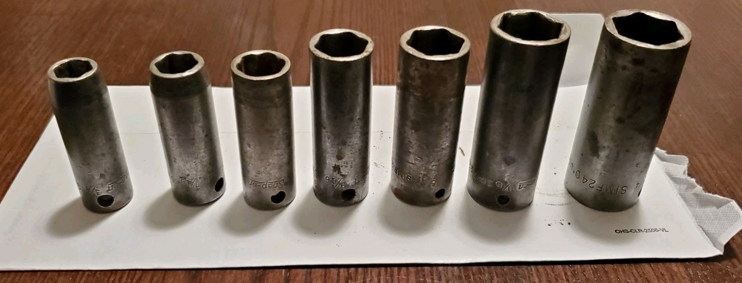 SNAP-ON TOOLS 3/8″ Drive 6-Point SAE Deep Impact Socket Set 7pcs USA