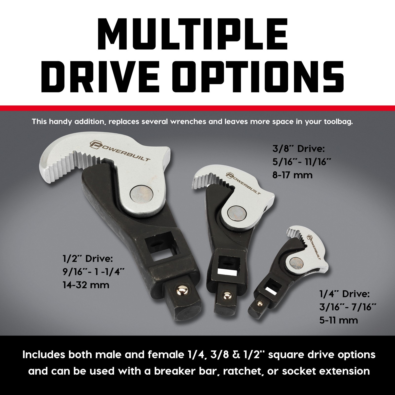 Powerbuilt 3 Piece Spring Crowfoot Wrench Set – 642963