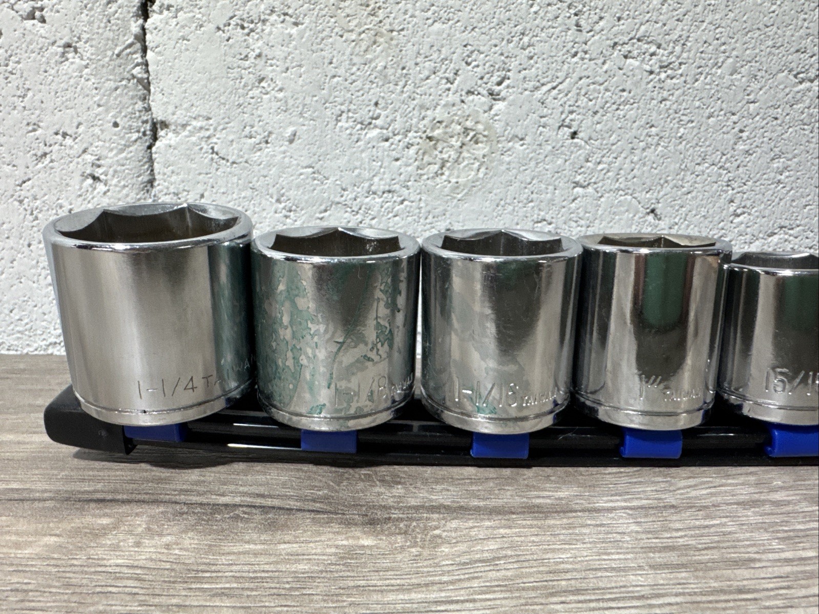 10pc Socket Set Chrome SAE 1/2″ Drive On Snap Rail VGC Free Shipping 1 1/4 -5/8