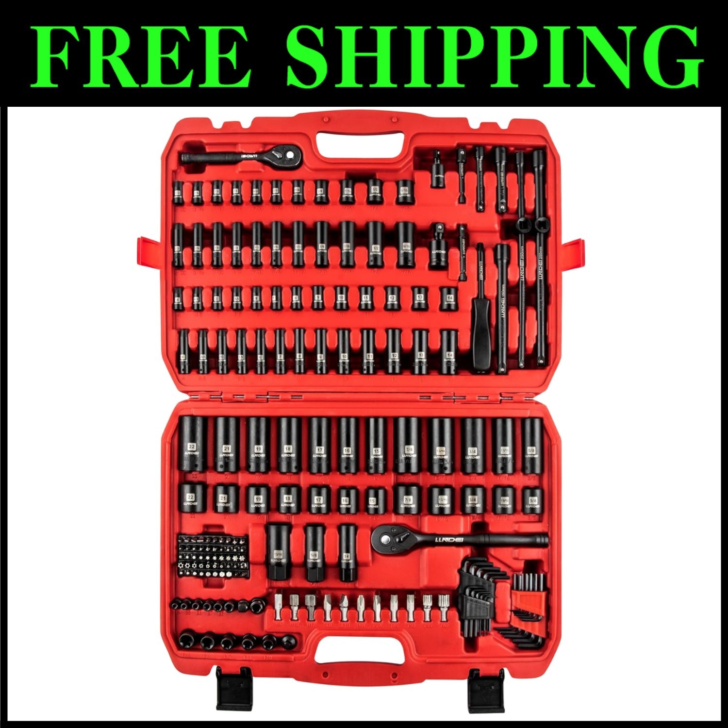 Master Mechanic 186-Piece Socket Set with Ratchet Wrench**/-