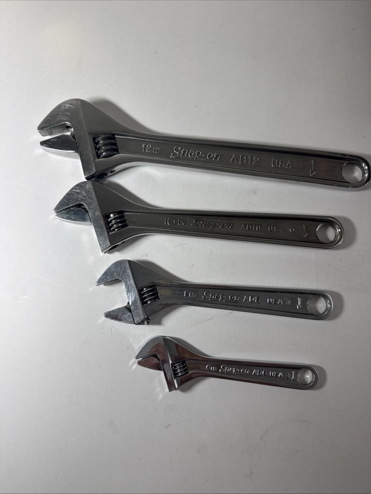 Snap-on Tools Old School USA MADE 4 Pc Adjustable Wrench Set 6″, 8″, 10″, 12″