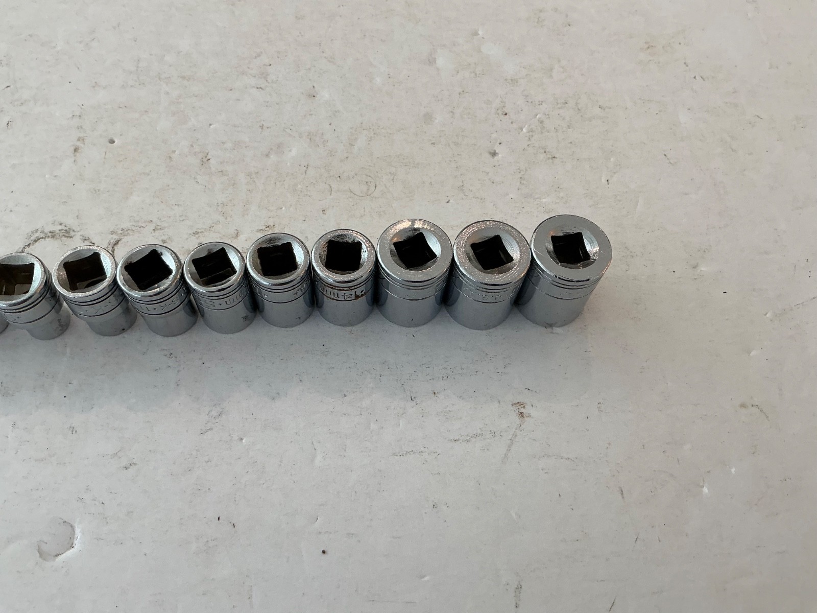 SK S-K Tools 11 Pc Shallow Metric Socket Set, 7-18mm. 3/8″ Drive USA made