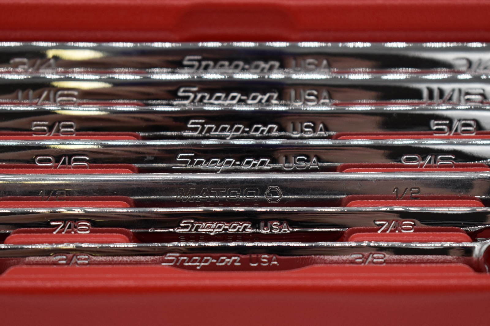 SNAP-ON TOOLS 7 PC SAE 12 PT WRENCH SET 3/8″ – 3/4″ MODEL: SOEX707