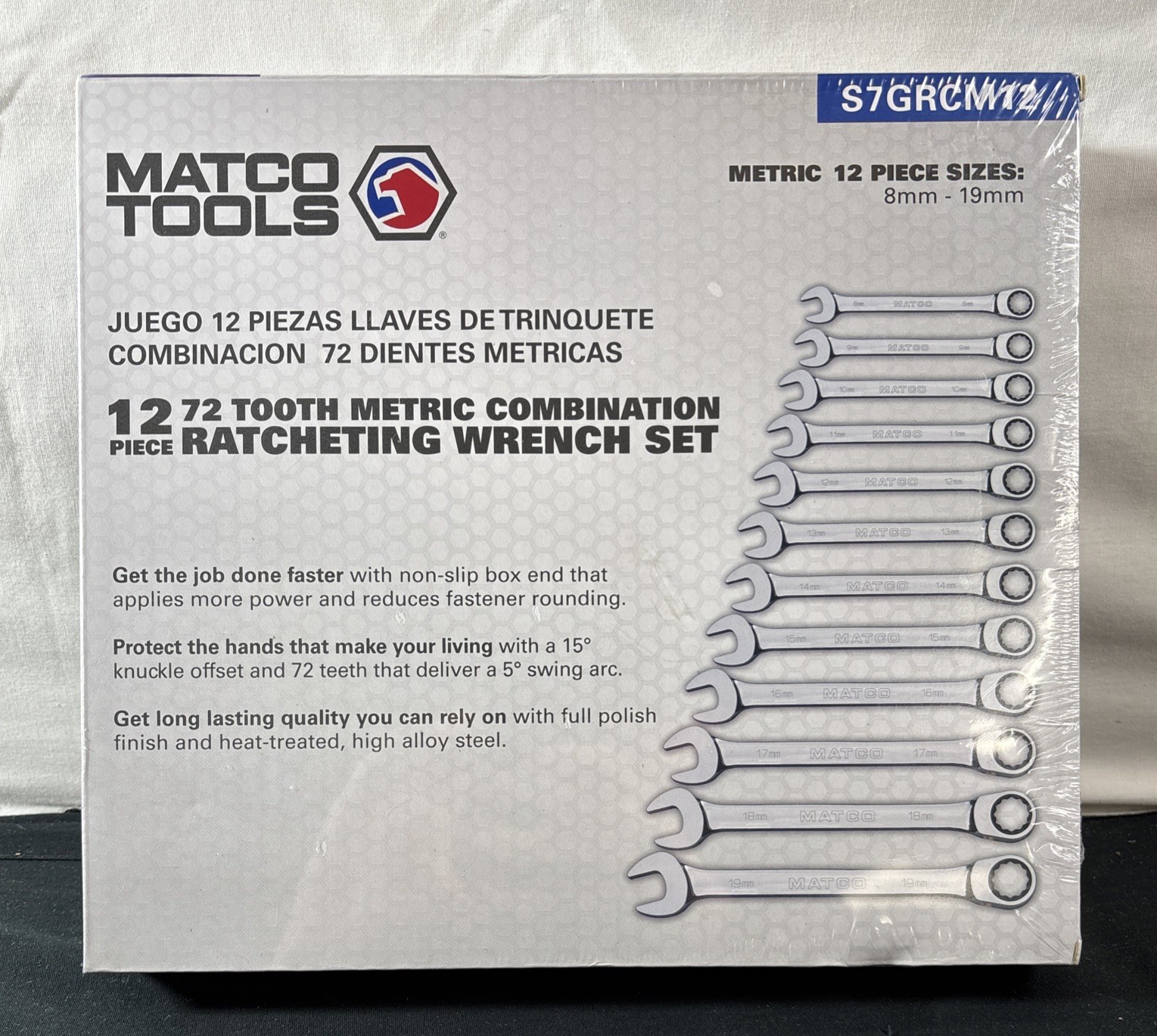 Matco Tools 12 Metric 72 Tooth Combo Ratcheting Wrench Set S7GRCM12 NEW Sealed