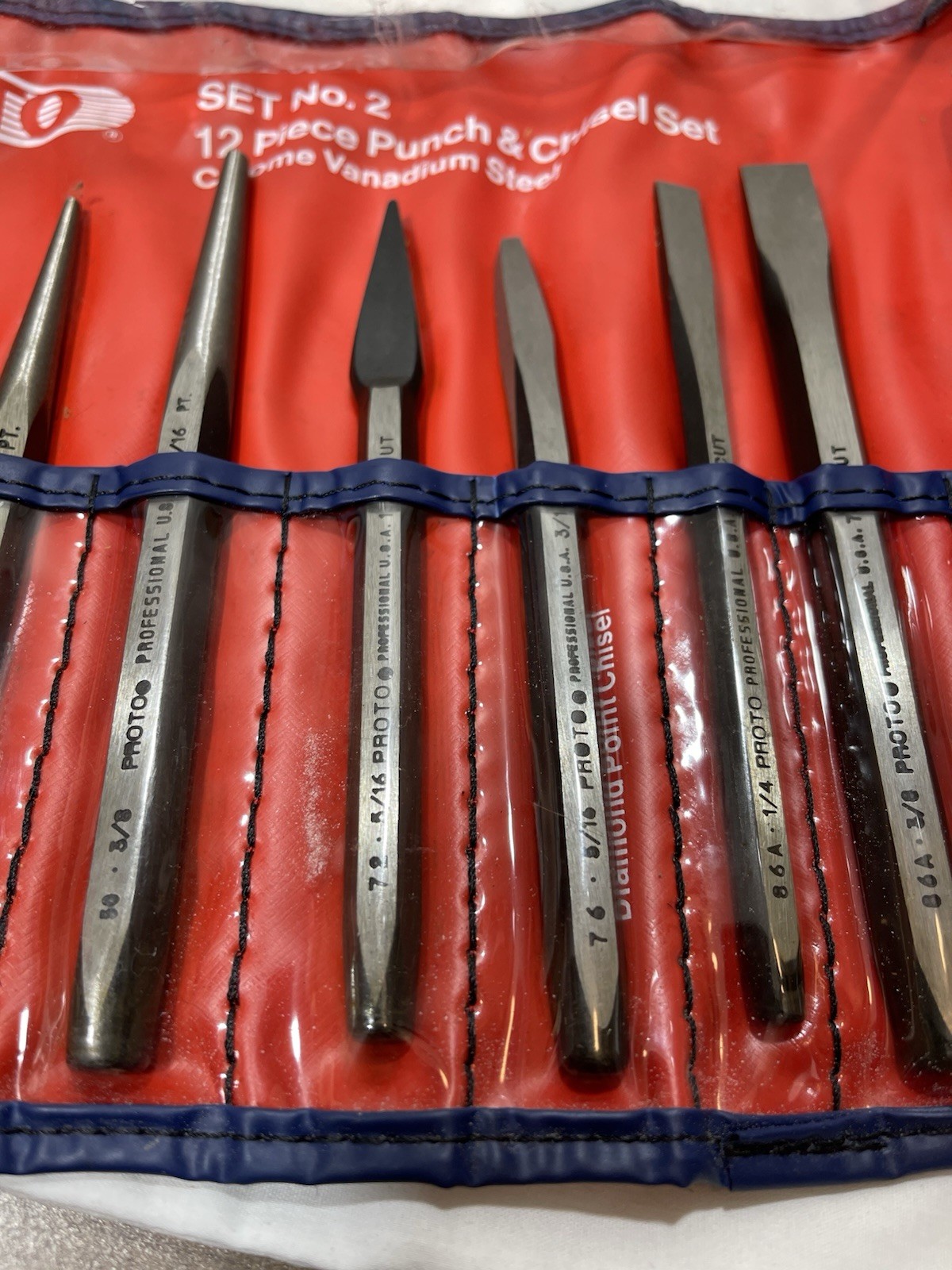 NEW Proto Professional 12pc Punch & Chisel Set No. 2 w/Pouch (MADE USA)