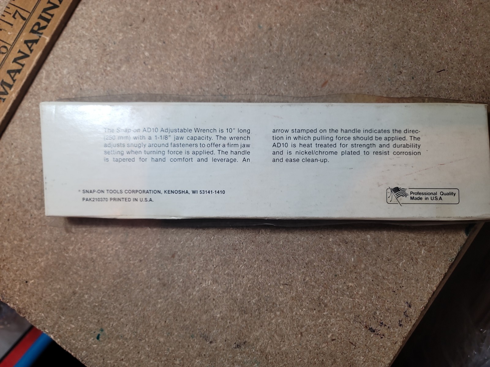 Snap-on AD10 Chrome Adjustable Wrench 250mm 10″