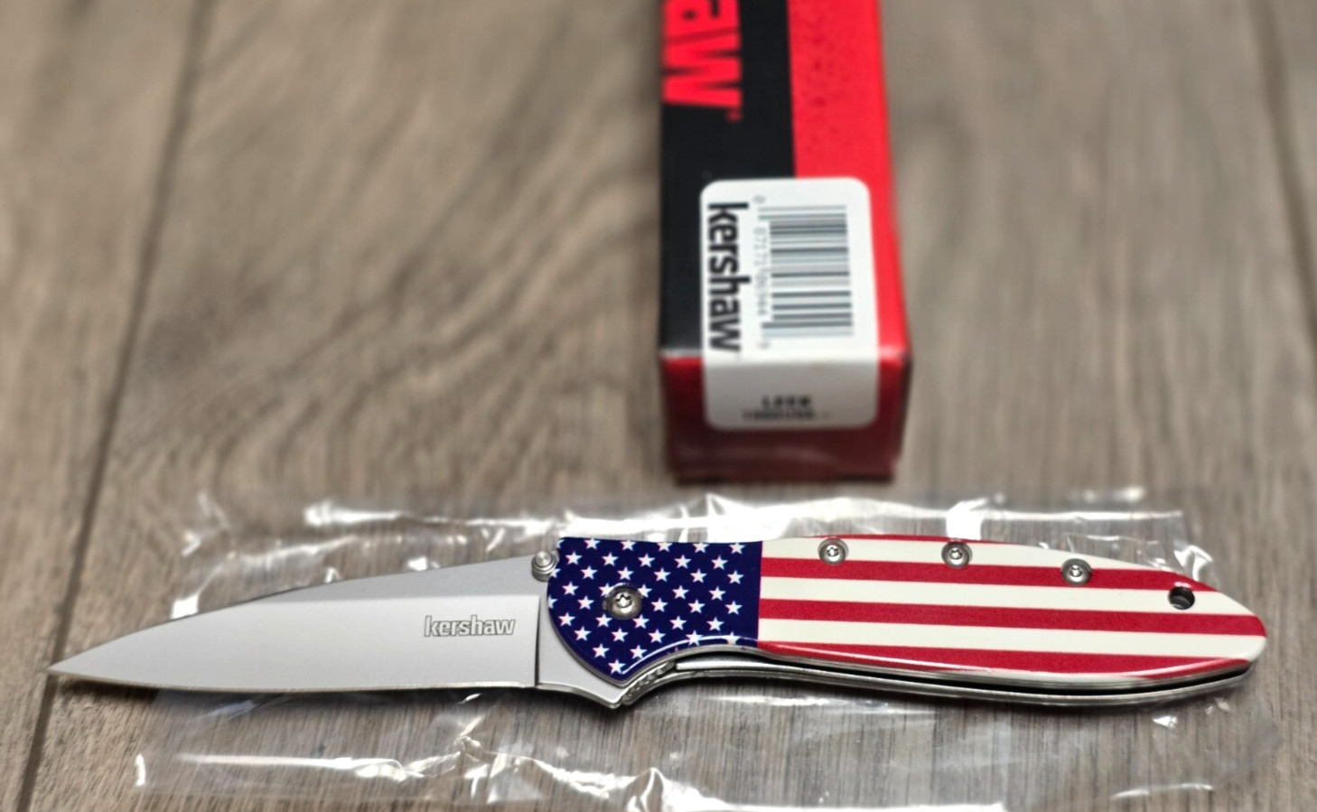 New! Kershaw LEEK USA American Flag Pocket Knife Clip Assisted Opening #1660USA