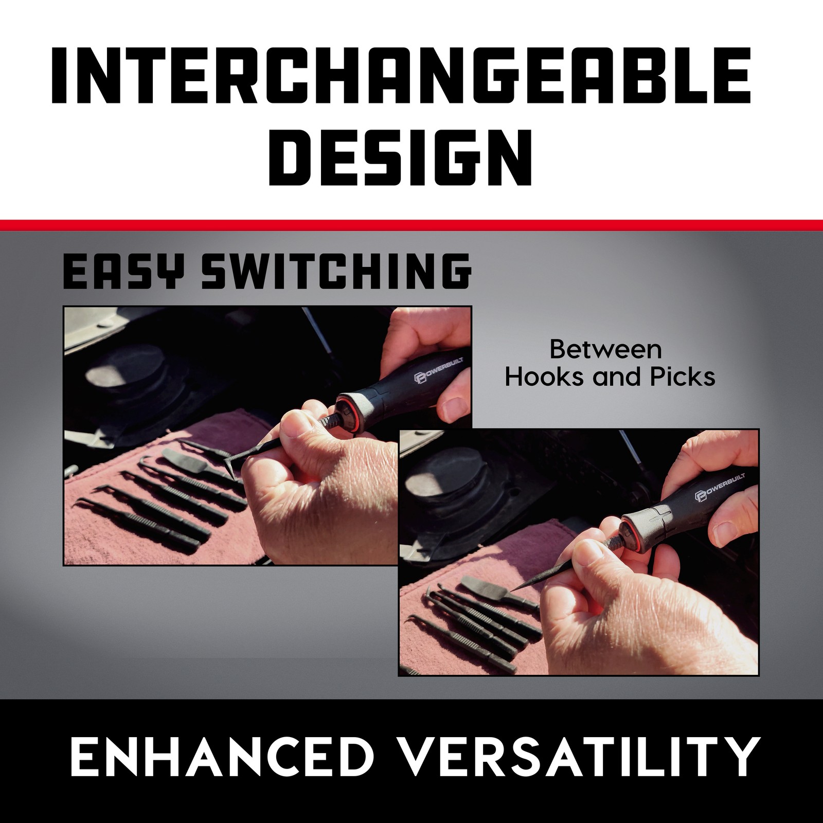 Powerbuilt Interchangeable O-Ring Hook and Pick Set – 643063ECE