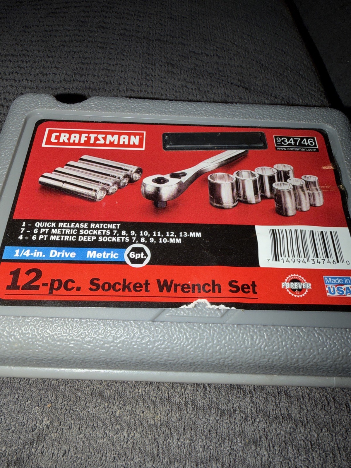 Sears Craftsman NOS 12pc Metric 1/4” Drive 6 Point Socket Set CASE ONLY 34746