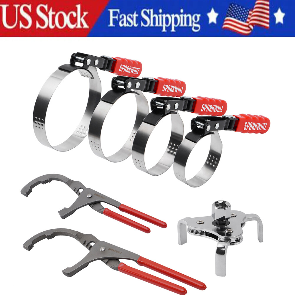 7pcs Swivel Oil Filter Wrench Removal Tool 2-3/4″ – 5-1/4″, 9″ 12″ Filter Plier