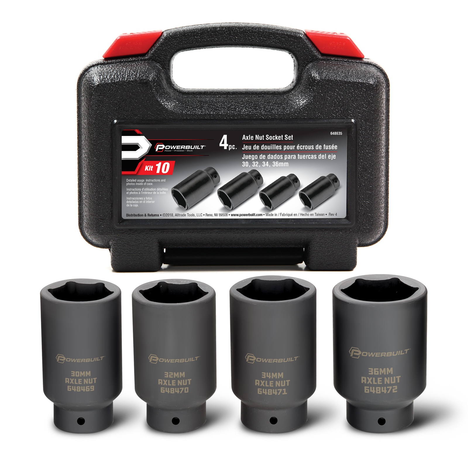 Powerbuilt 4 Piece Axle Nut Socket Set – 648635
