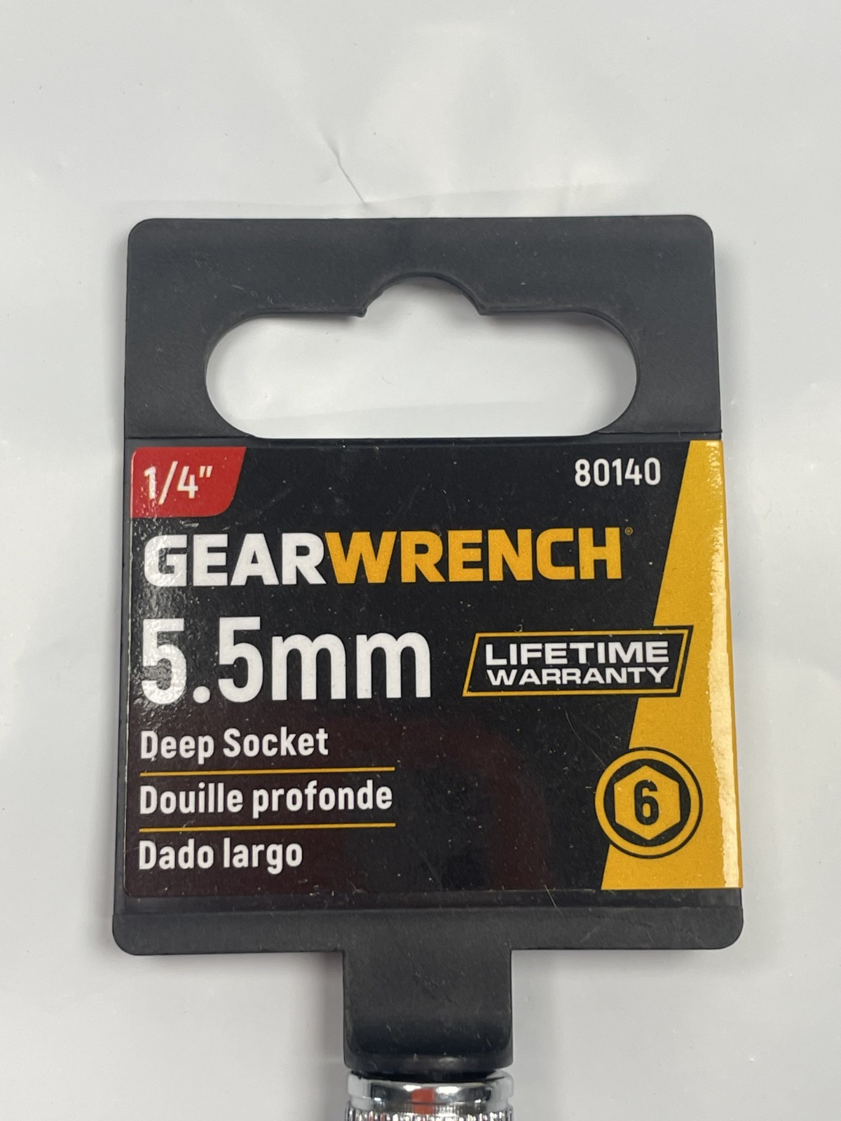 5.5 mm Deep Socket GearWrench # 80140 – 1/4″ drive Polished 6 Point Deep Socket