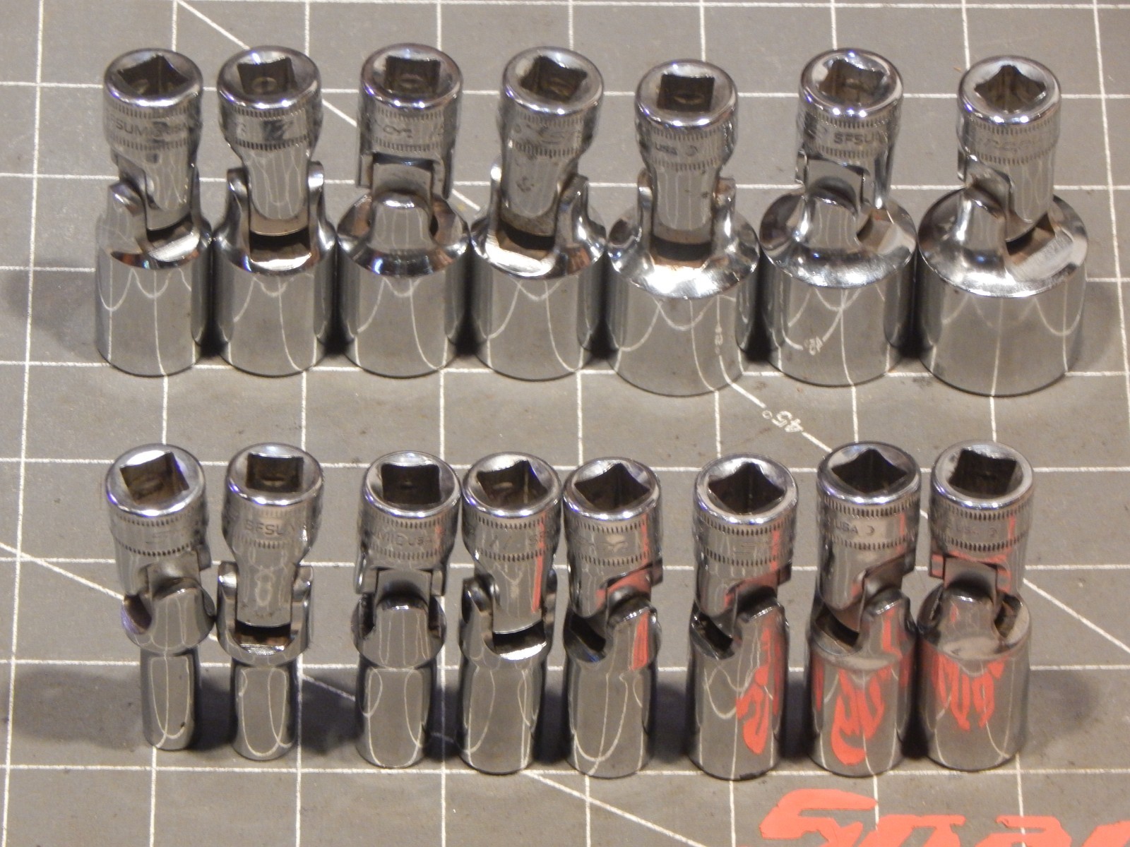 Snap On 15Pc Metric 3/8″ Drive Deep Universal Swivel Socket Set 7MM 24MM 6Pt Dr