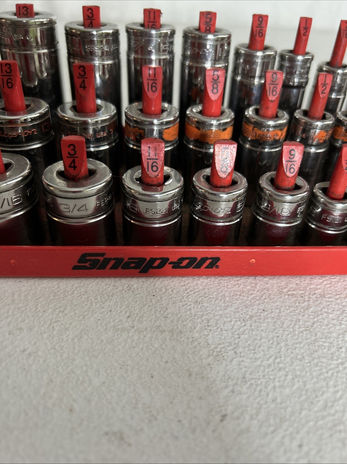 Snap-On Socket Set 7/8 Thru 1/4 sockets of three different depths ￼￼Three Sizes