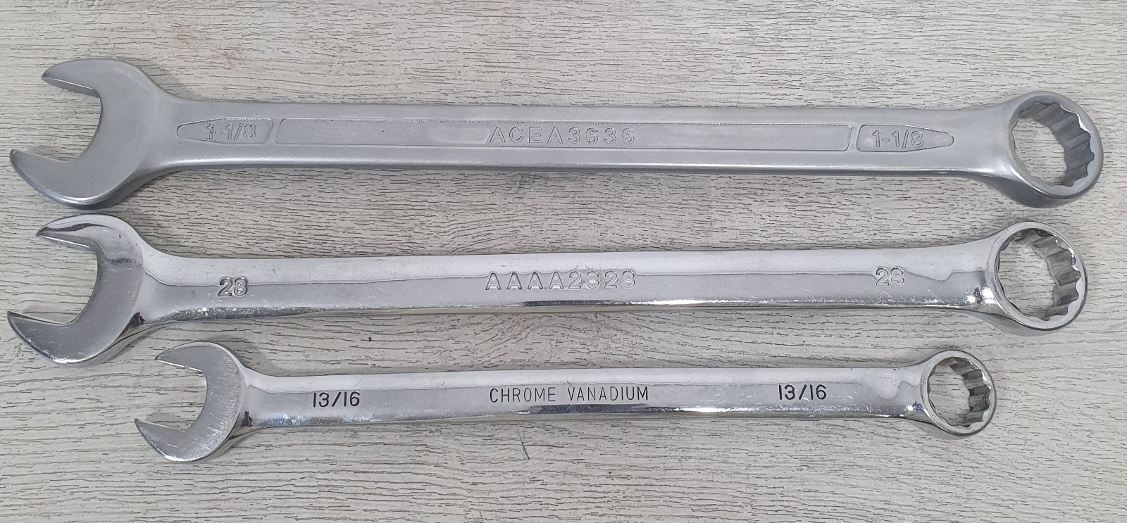 3 x Toptul Combination Spanners Metric and Imperial Mixed Bundle – B7
