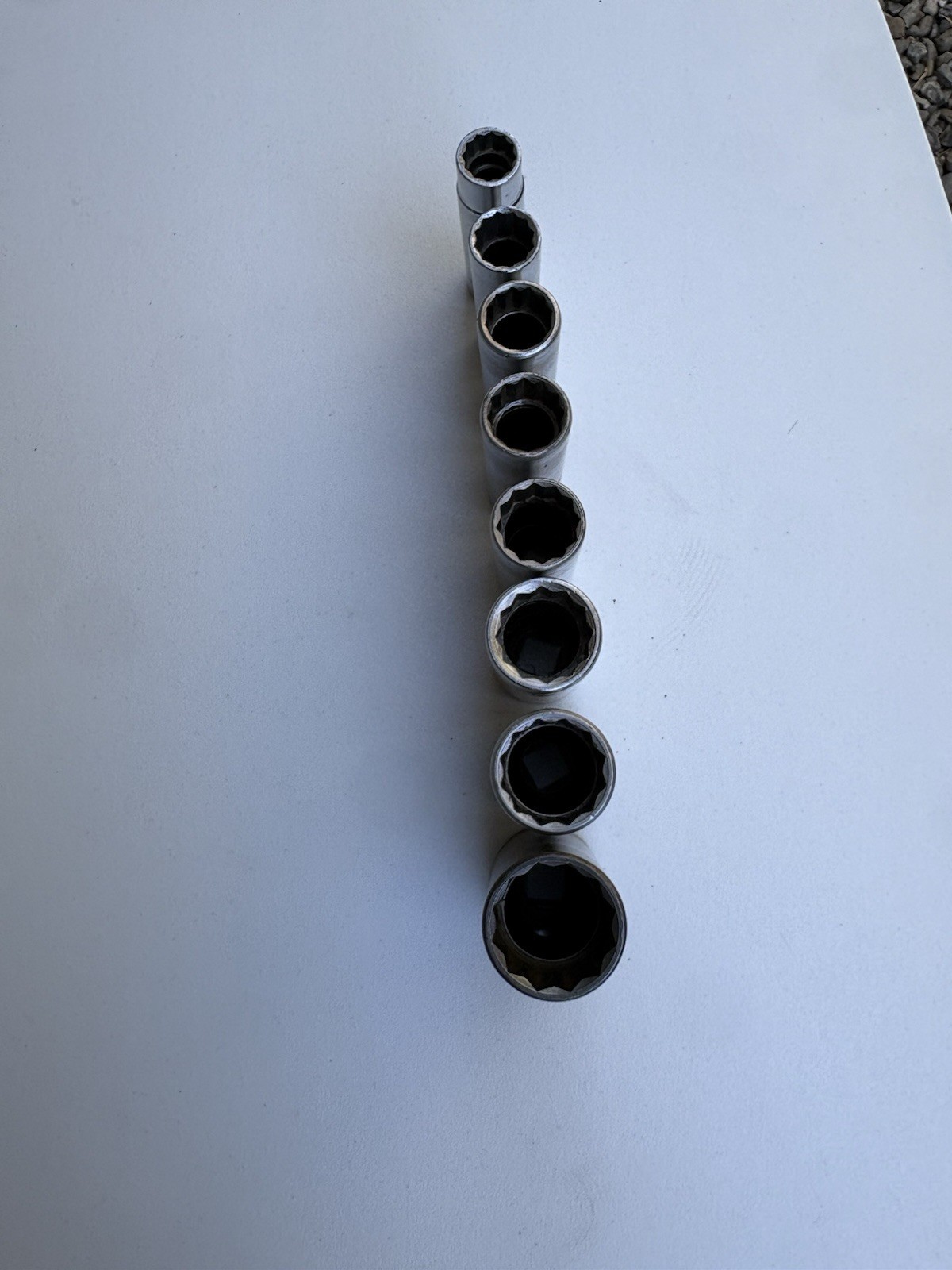 Vintage SK Tools 1/2” Drive 12pt Deep Sockets Set 40818-40836 USA 9/16” to 1-1/8