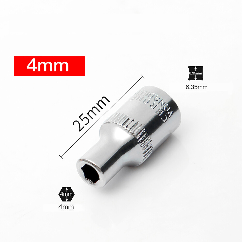 1/4″ Socket Deep Drive Ratchet Deep Hex Sockets CR-V Steel Long Reach 4mm-14mm