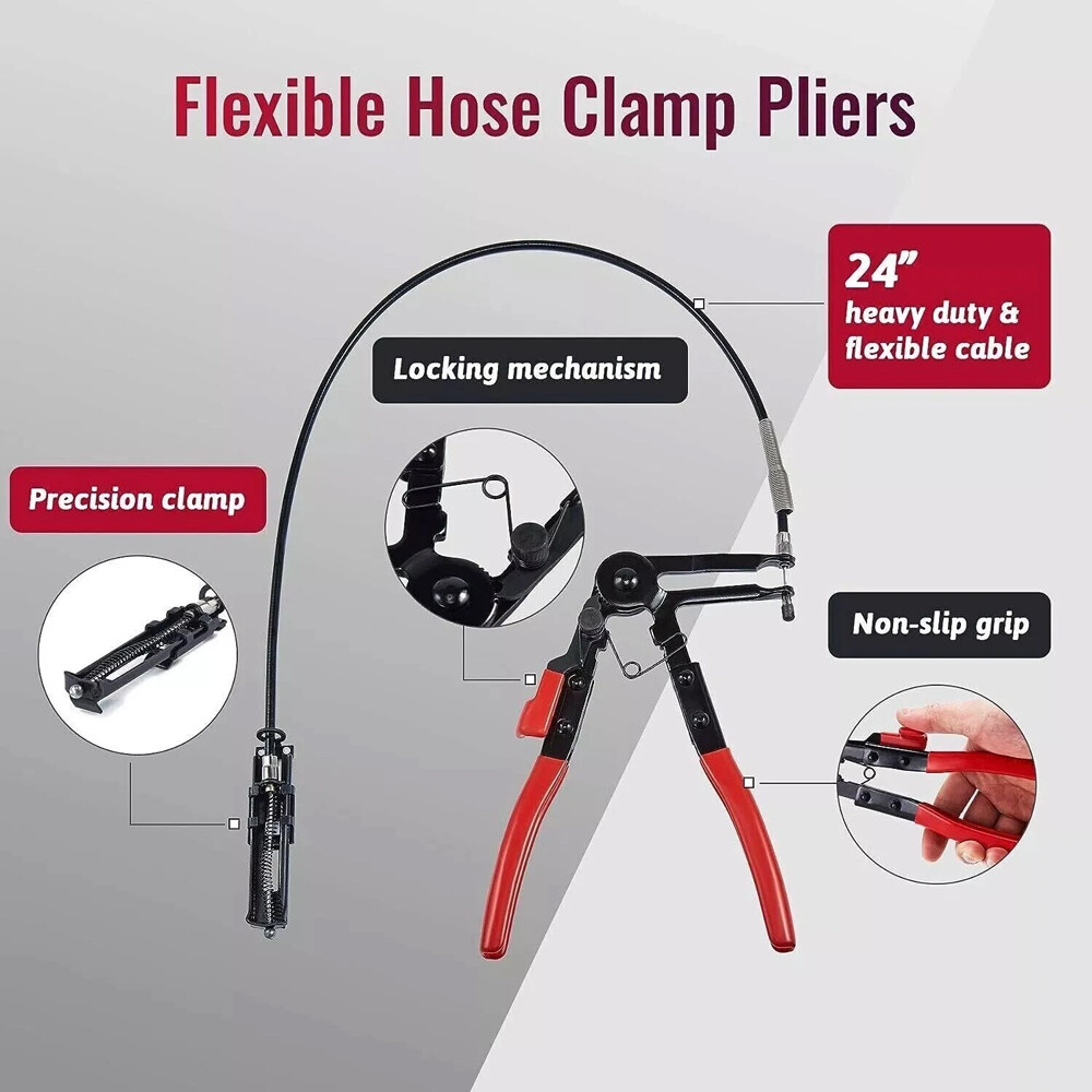 10Pc Hose Clamp Clip Remover Pliers Wire Long Reach Kit Fuel Oil Water Hose Tool