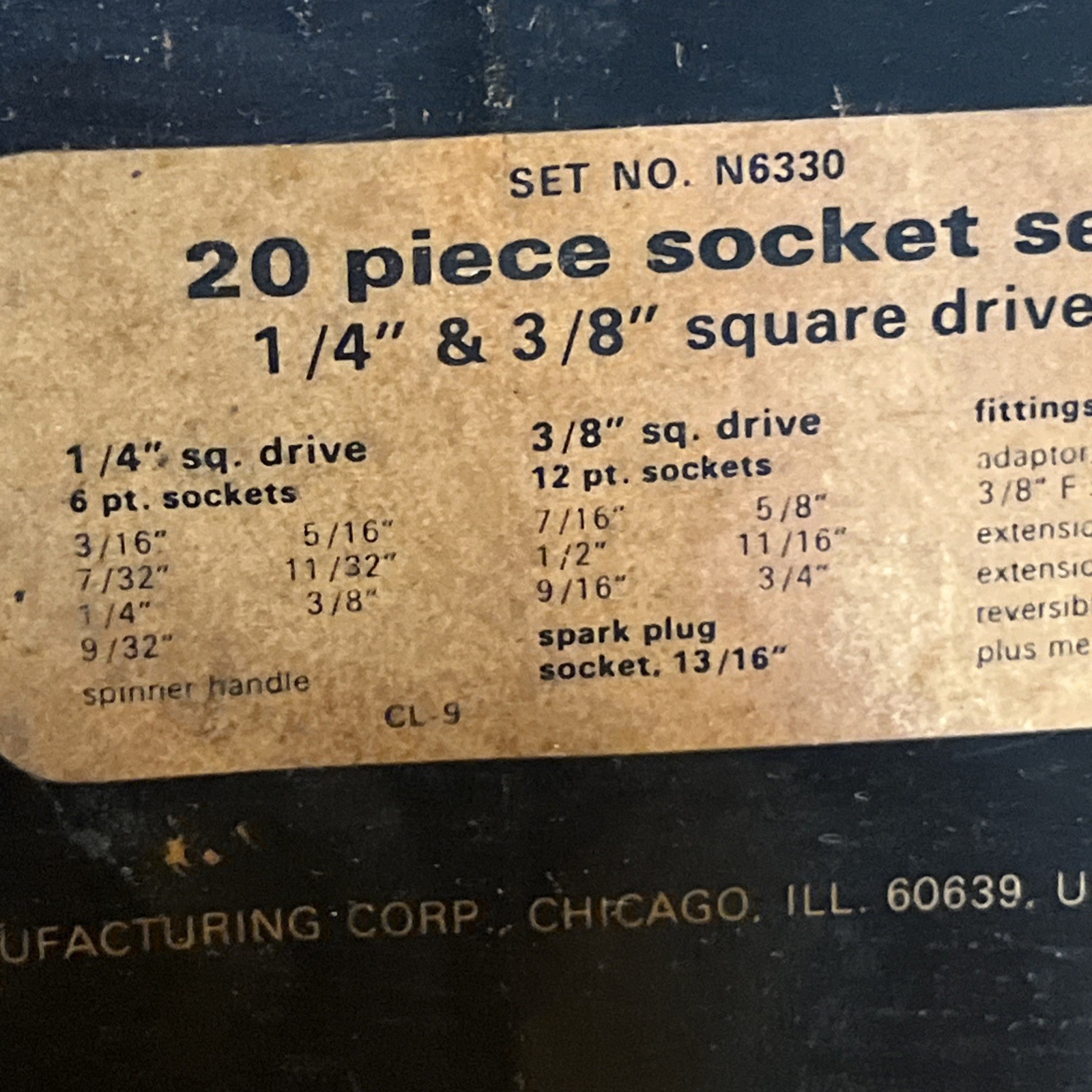 Vtg Indestro 20 Pc 1/4″ & 3/8″ Drive Socket Set No. N6330
