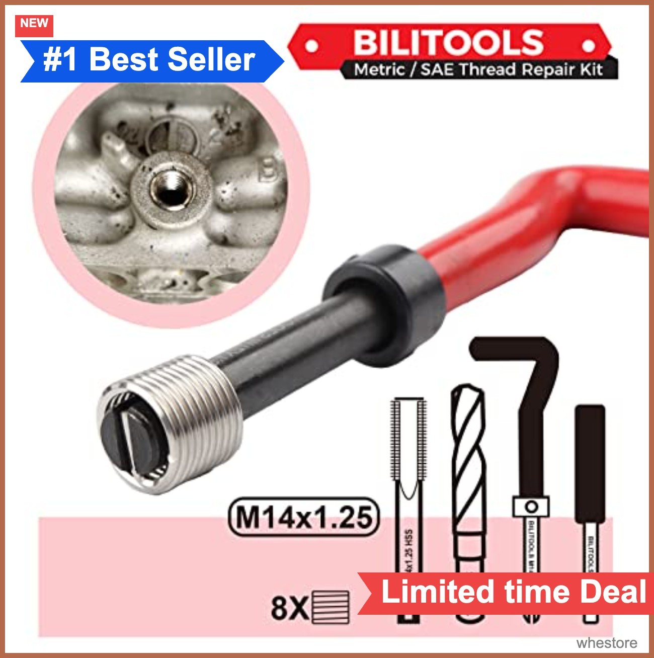 Thread Repair Kit M14x1.25 Metric HSS Drill Inserts Installation Tool Automotive