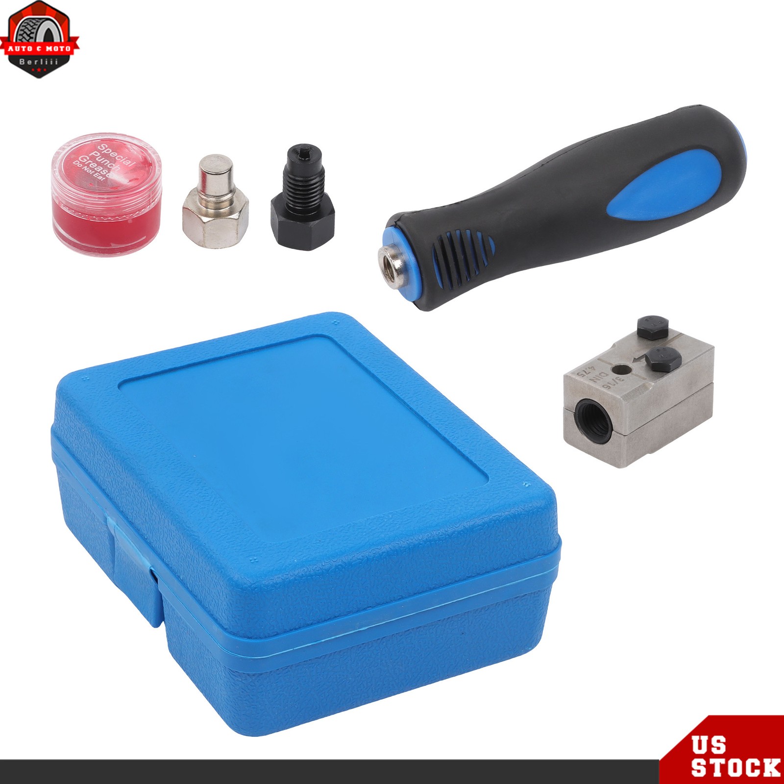 3/16″ Car Brake Line Single Flaring Kit 45° Handheld Pipe Flares Tool w/ Storage