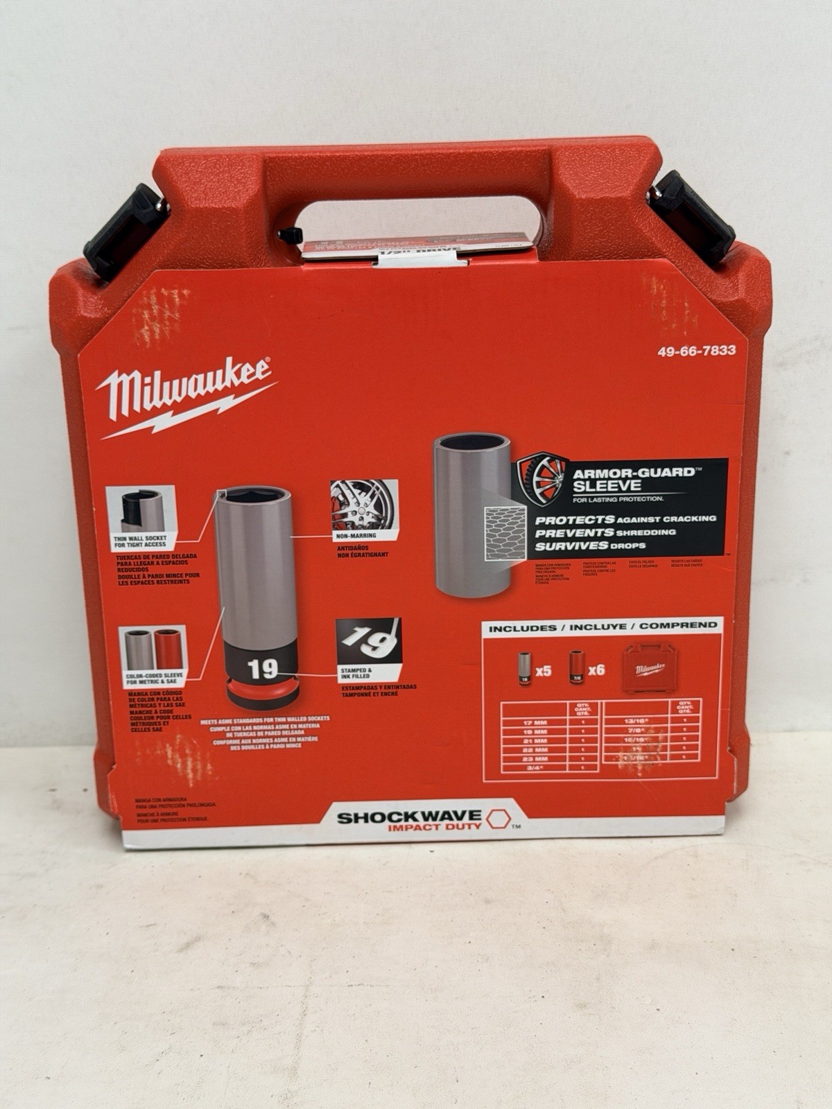 Milwaukee 49-66-7833 Impact Duty 1/2” Drive SAE & Metric 11PC Lug Nut Socket Set