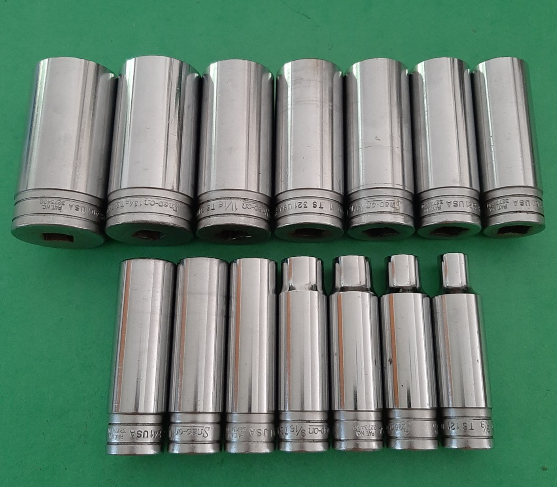Snap-on 1/2″ Drive 14PC SAE 6PT Point Deep Socket Set 3/8″ to 1-1/4″ (no 1-1/8)