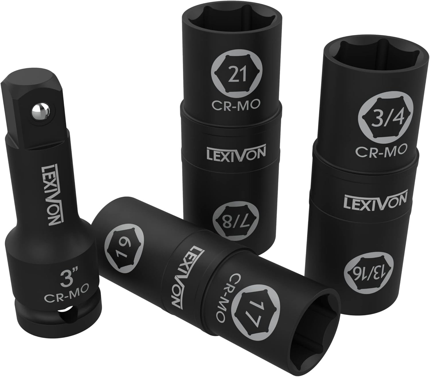 Lexivon 6-Piece Impact Socket Set – Dual Flip Design with Cr-Mo Steel Durability
