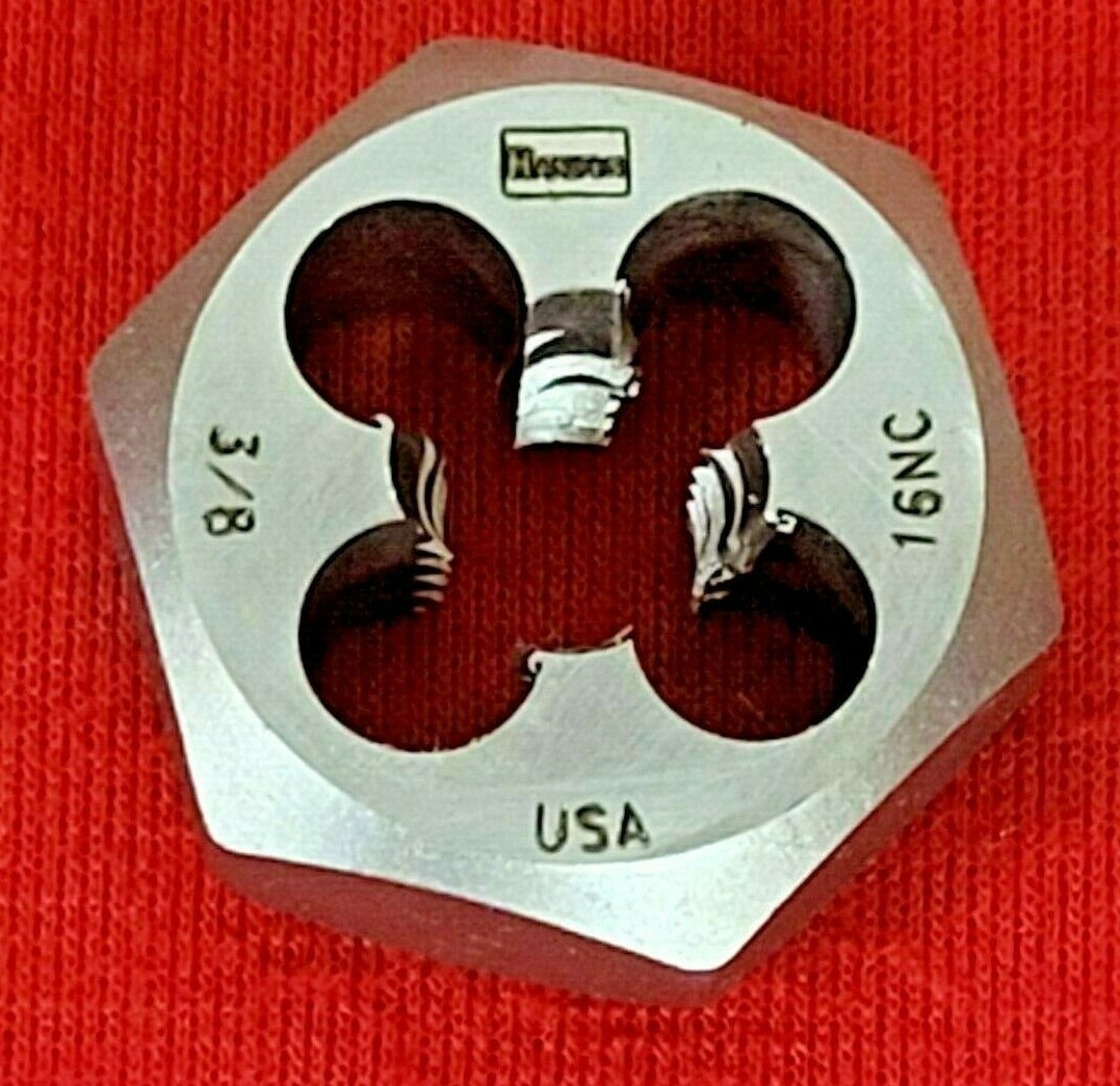 3/8-16 NC X 1″ Hex Die Irwin Hanson 6534 Rethreading Carbon Steel USA