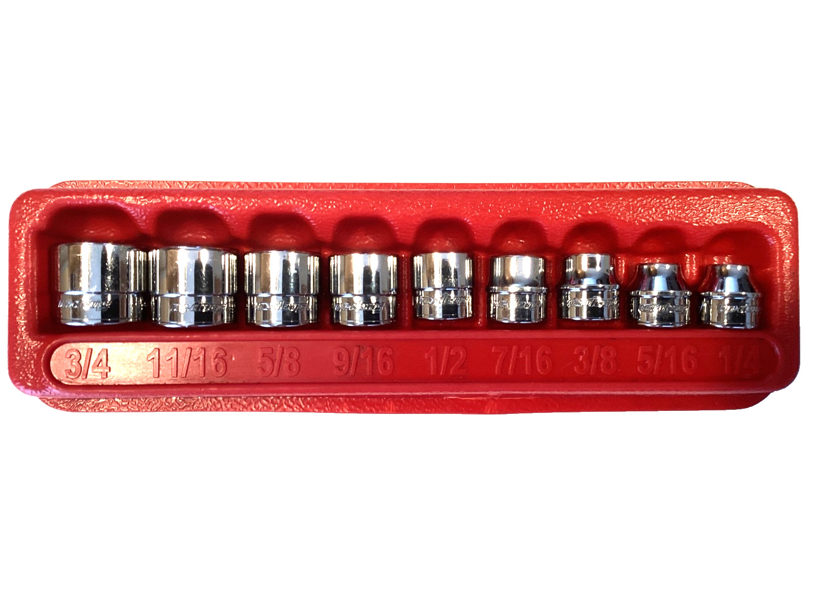 Snap On 209RF 9 Piece 3/8″ Drive 12 Point SAE Low Profile Chrome Socket Set MINT