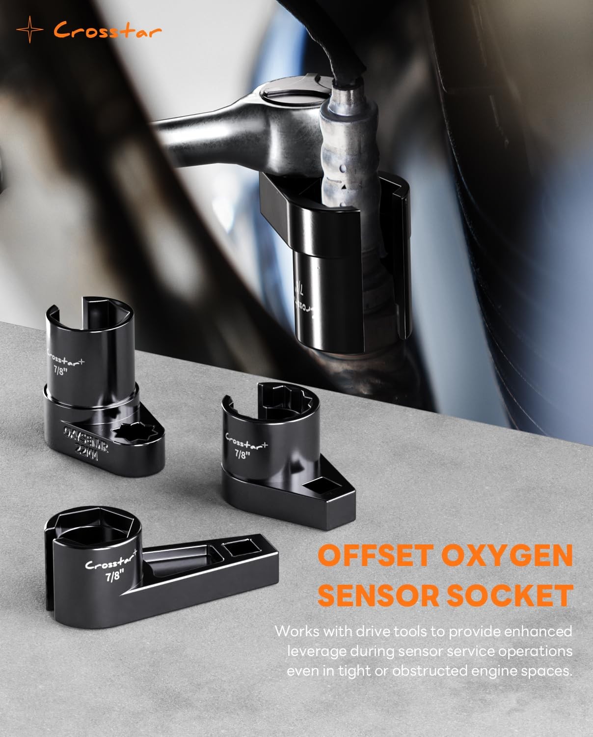 Oxygen Sensor Socket Set Thread Chaser 12Pc 22mm 27mm 11/16in 1/2 3/8in Drive T