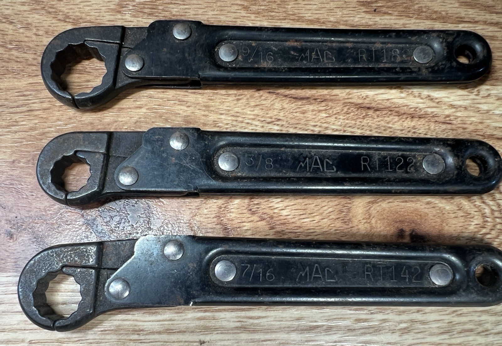 Mac Tools Flare Nut Wrench 7/16 3/8 9/16 RT182 RT122 RT142 Lot Of 3