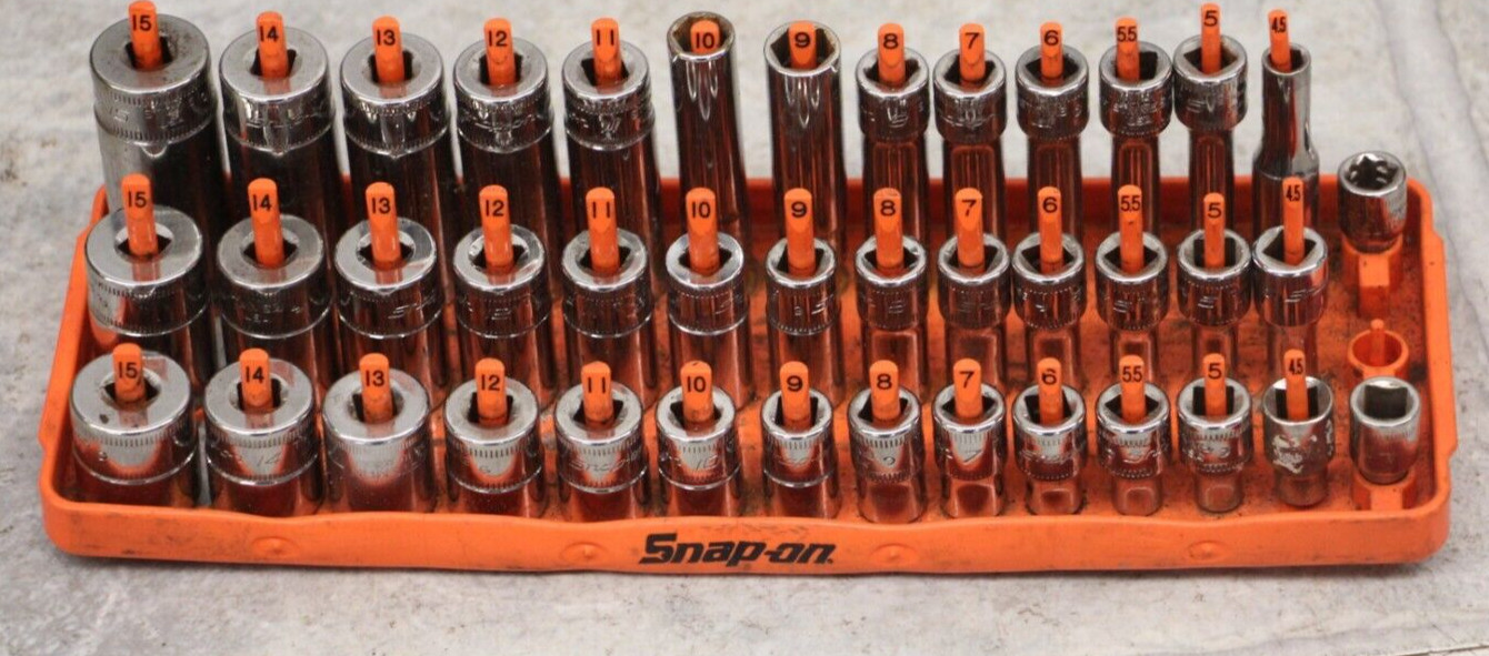 Snap-on Tools USA 42pc 1/4″ Drive 6pt Metric Master Socket Set MISSING 1 PIECE