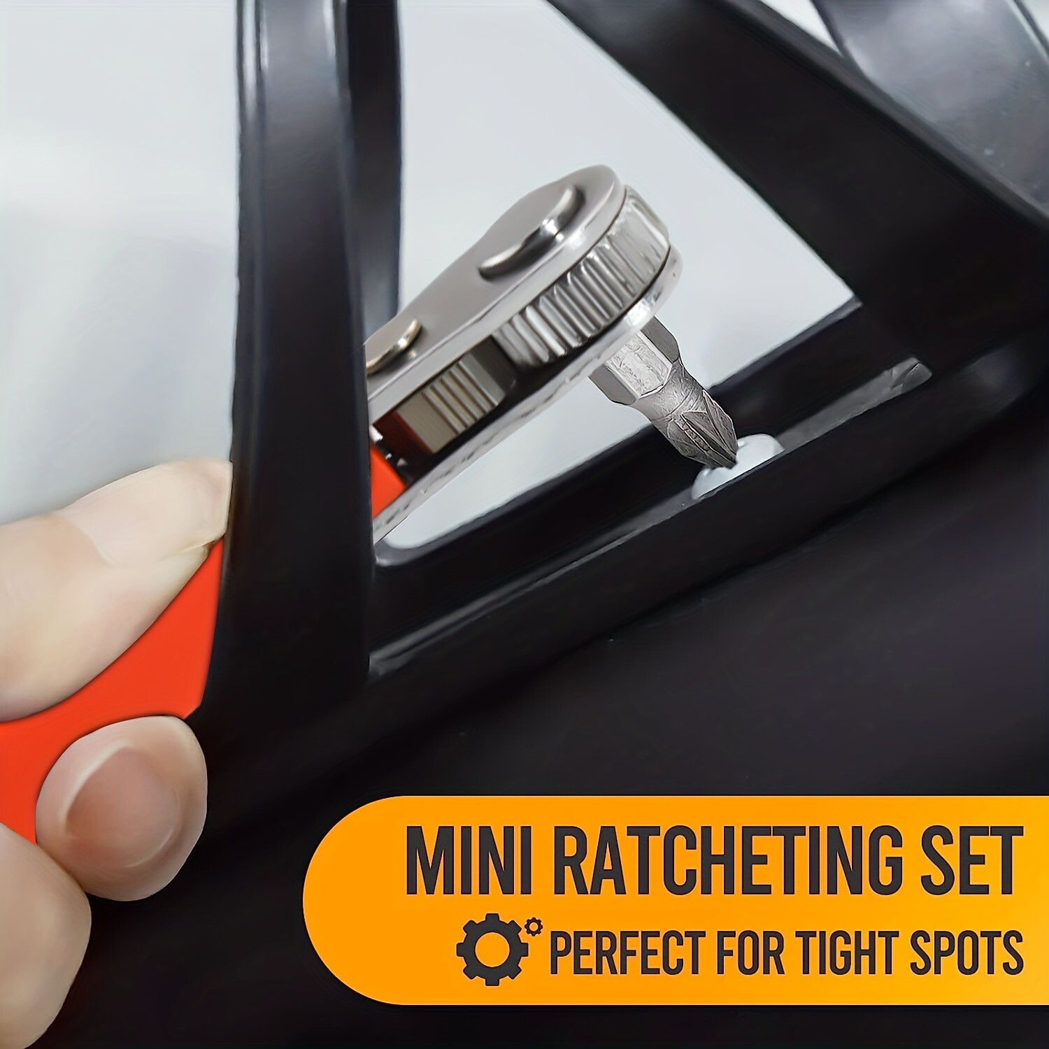 Ratcheting Right Angle Screwdriver Hex Drive 90 Degree Offset + 10pc Bits Set US