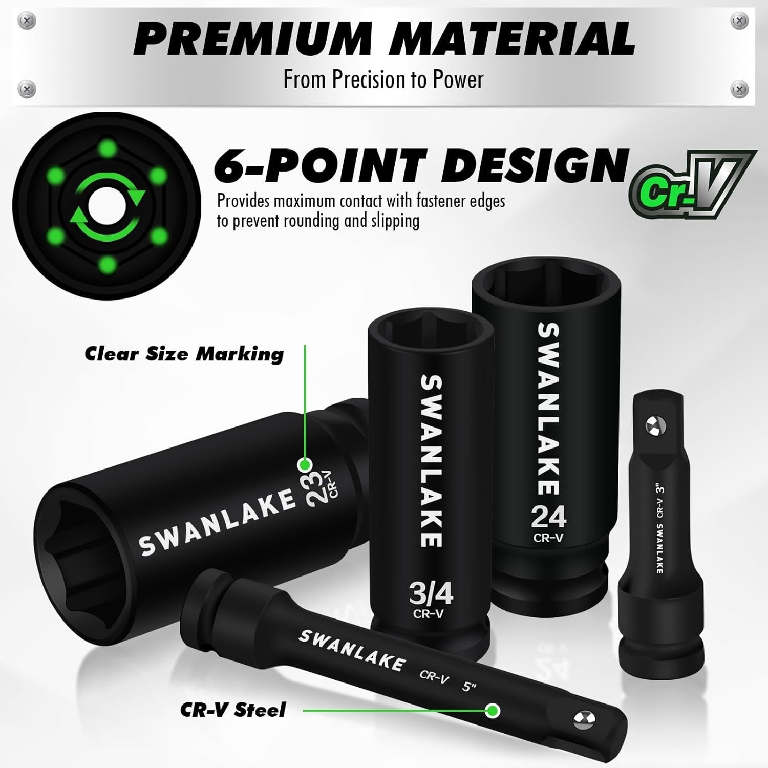 30-Piece 1/2″ Drive Impact Socket Set, Standard SAE 3/8-1 inch and Metric 10-…