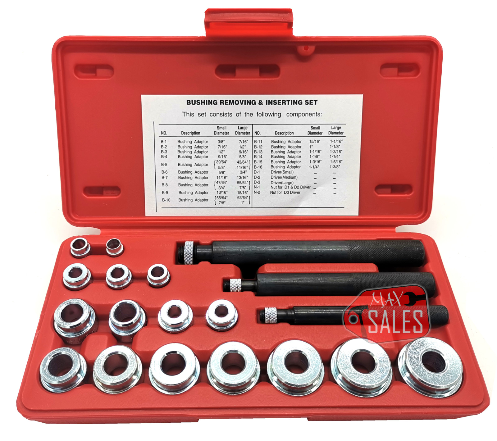 20 Pc Bushing Seal Installer Remover Bearing Race Set Driver Tool Kit Automotive