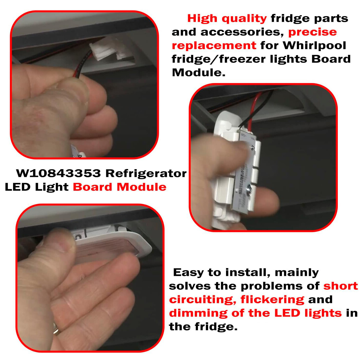 W10843353 Refrigerator LED Light Board Module for KitchenAid Maytag & Whirlpool