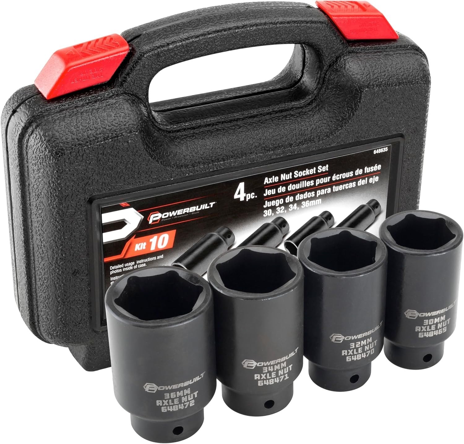 Impact Rated 4-Piece Axle Nut Socket Set for Foreign Vehicles – Chrome Vanadium