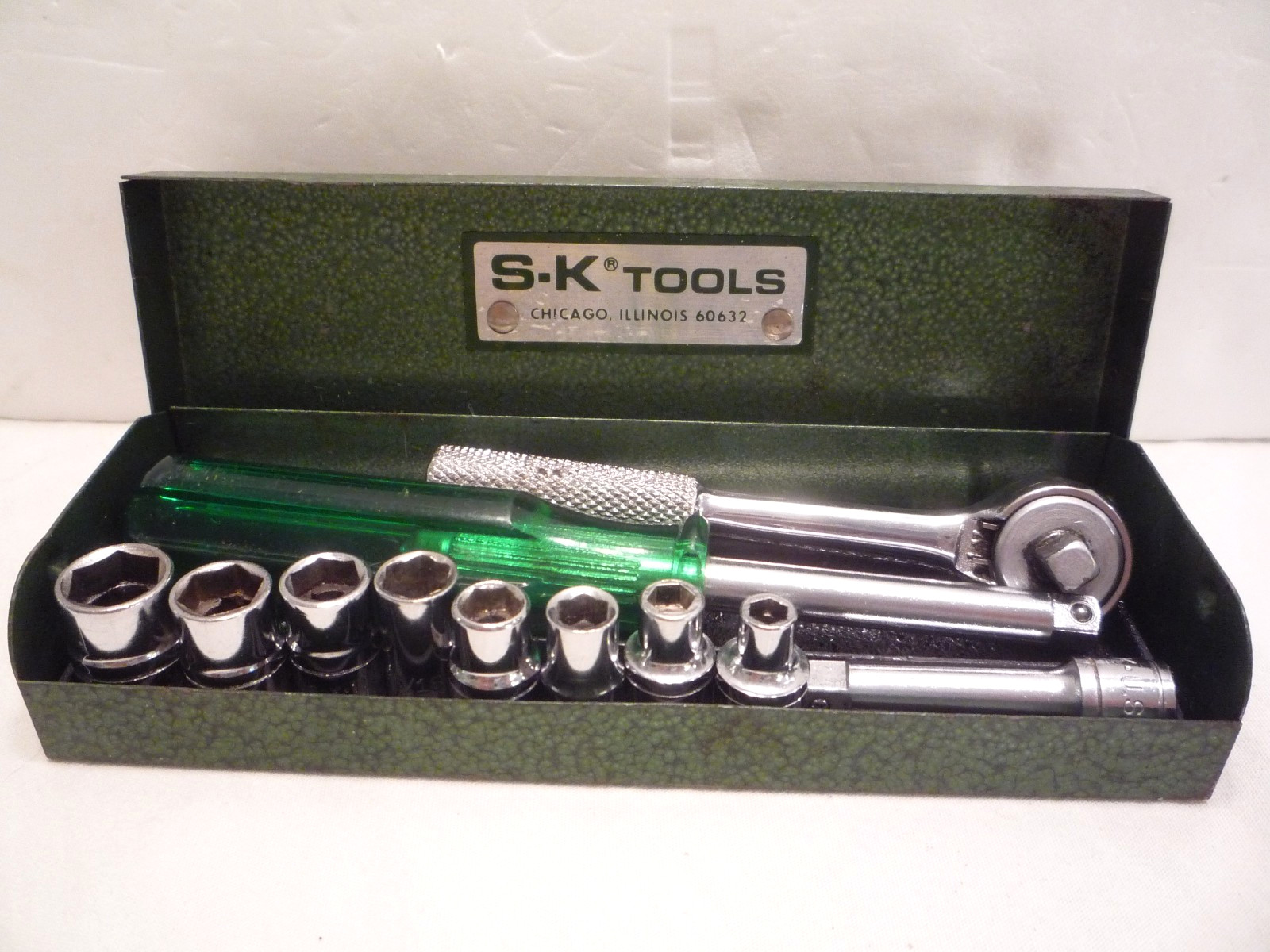SK Tools 1/4″ Drive Socket Set 12 pc. 6 Point With Metal Case #60632, USA MADE