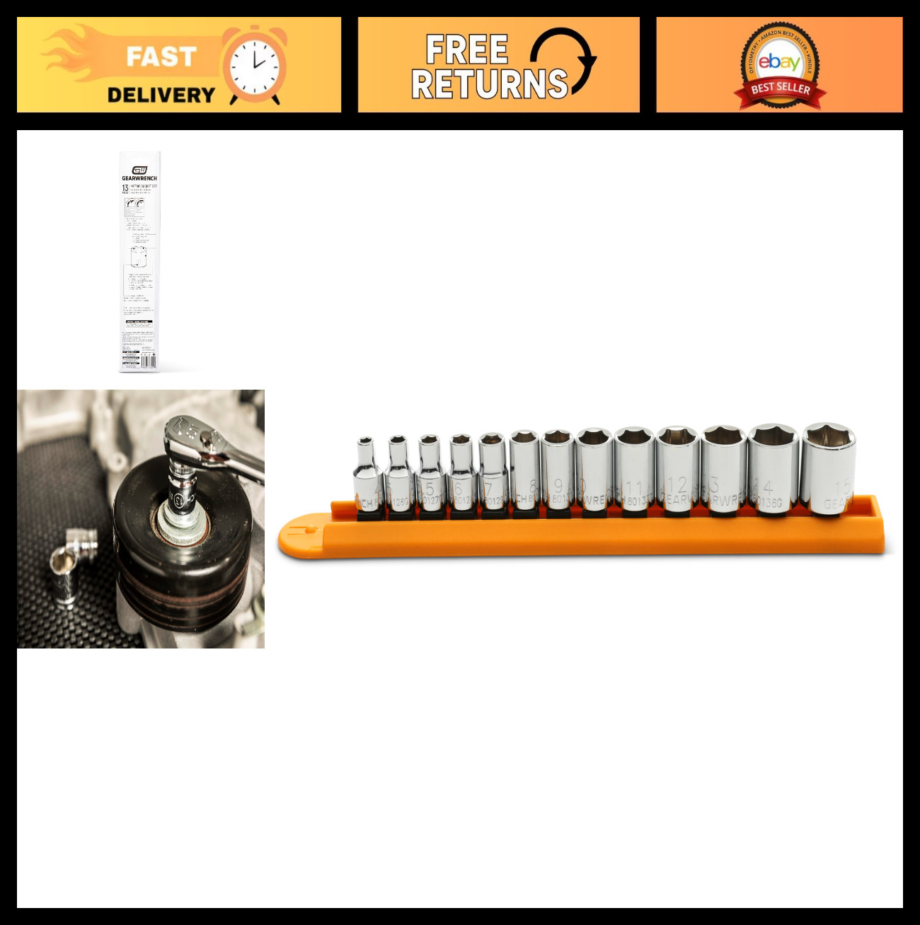 13 Pc 1/4″ Drive Socket Set – Standard & Metric, 6 Point, Durable Tool Kit