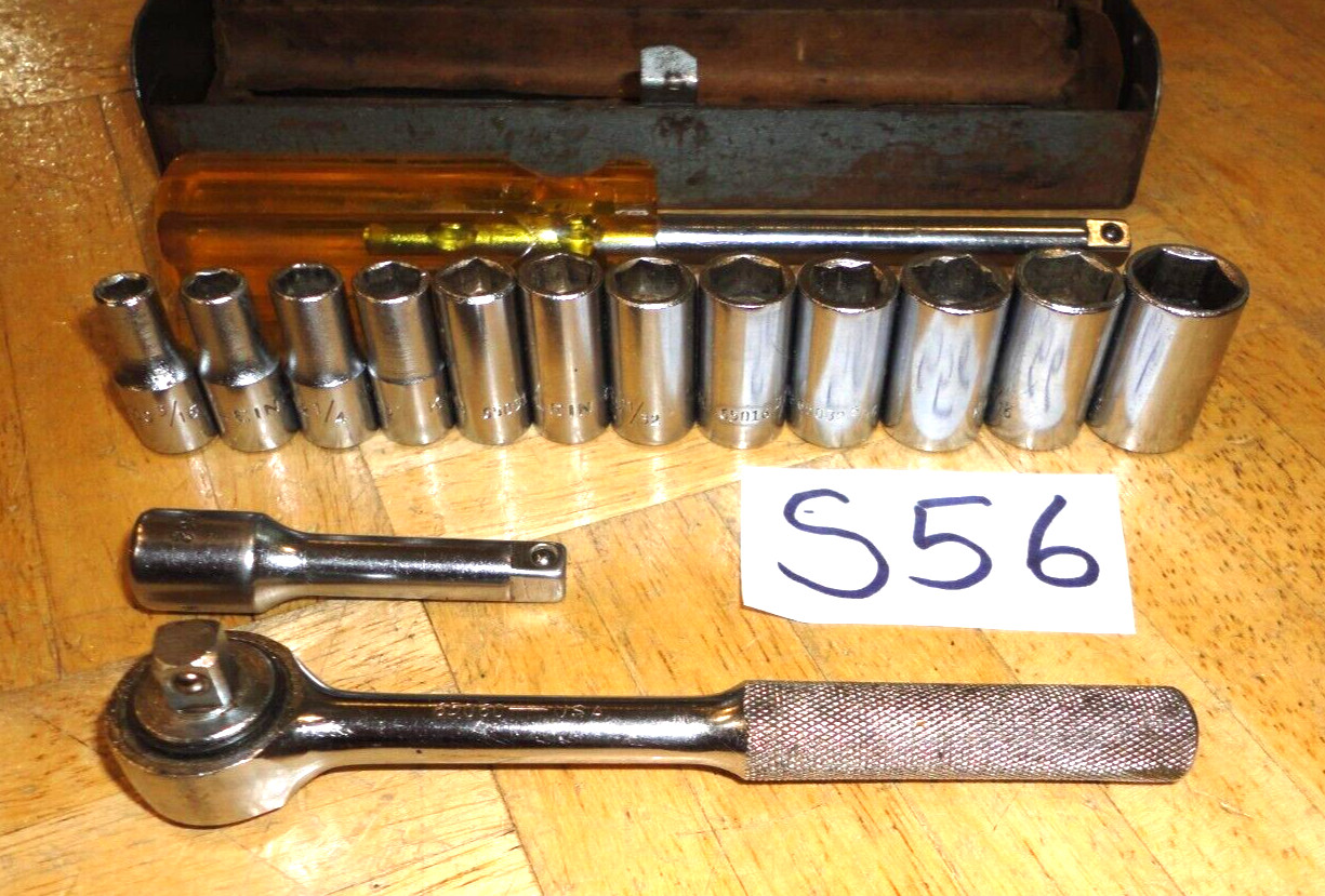 KLEIN TOOLS 16 PIECE 1/4 DRIVE GENERAL SERVICE SET 7 IN CASE 65001 VINTAGE 60’S