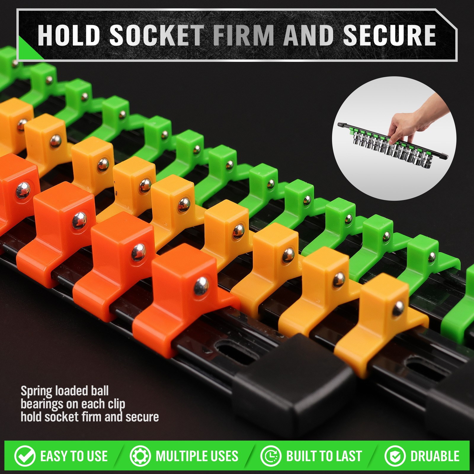 9 Pcs Socket Organizer Holders ABS | 1/4″ 3/8″ 1/2″ 360° Swivel Premium Quality