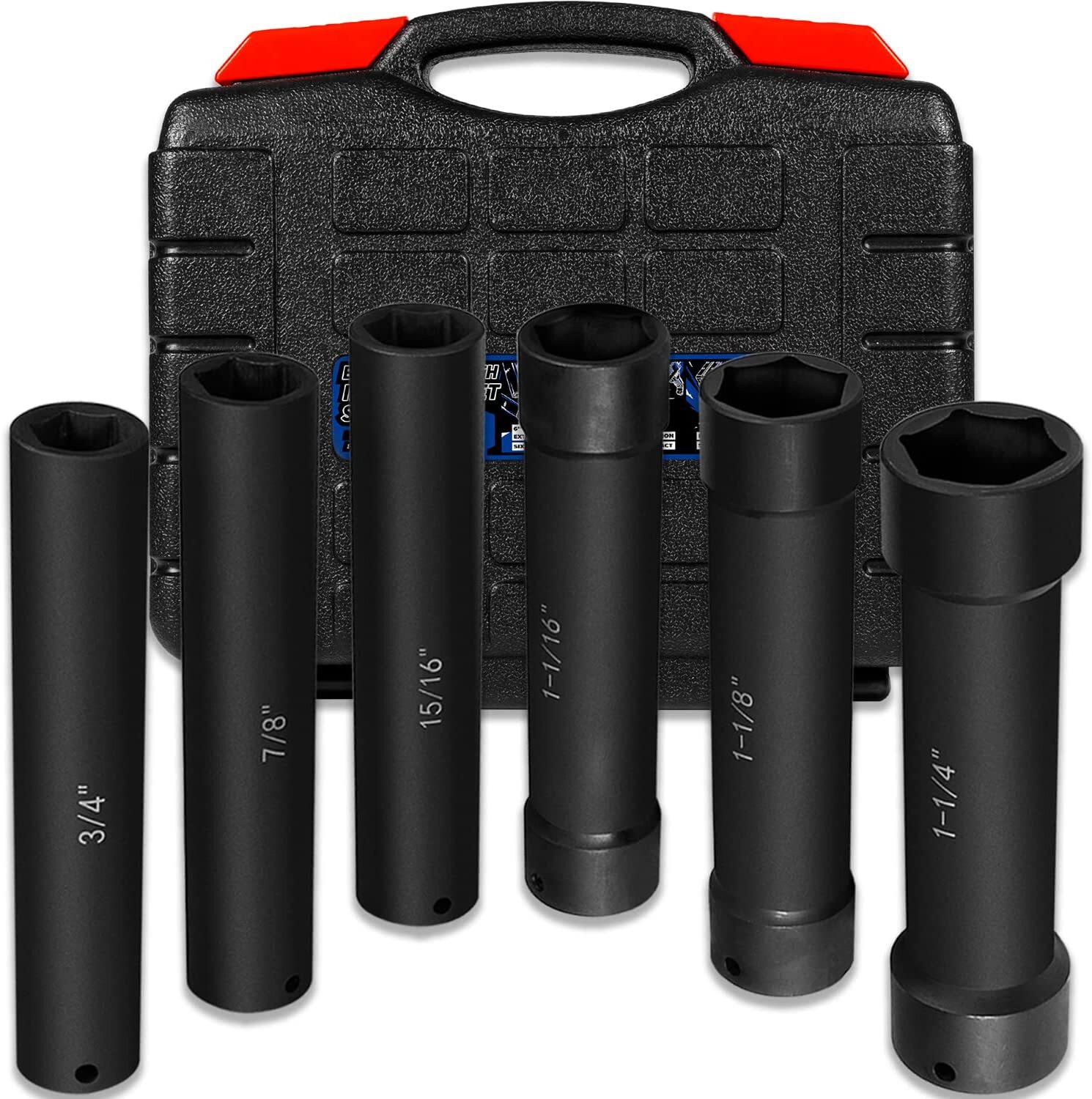 1/2 Inch Drive Extended Length Impact Socket – 3/4” 7/8” 15/16″ 1-1/16” 1-1/8”