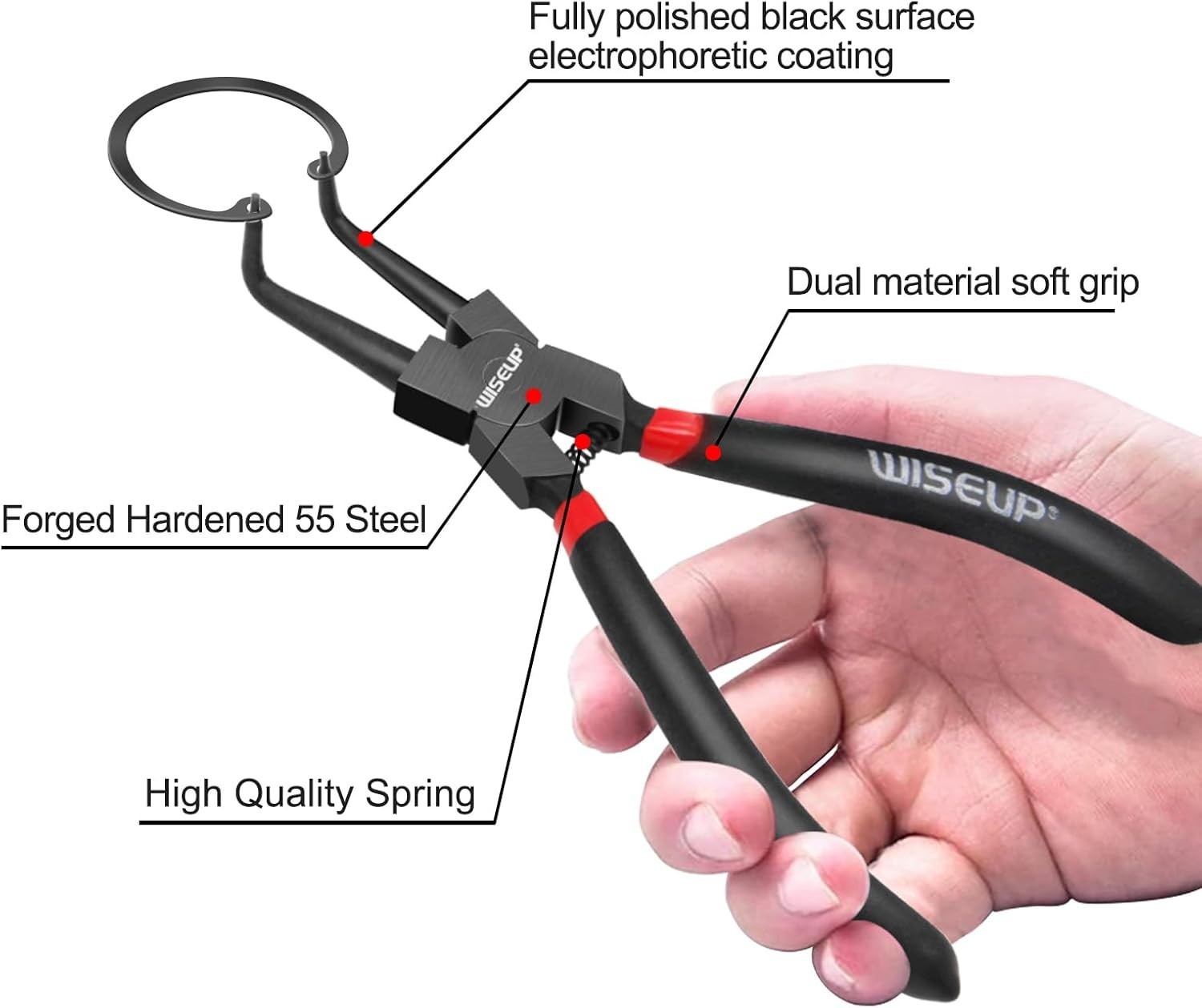 Professional 4PCS Snap Ring Pliers Set – Heavy Duty 9 Inch Carbon Steel Kit