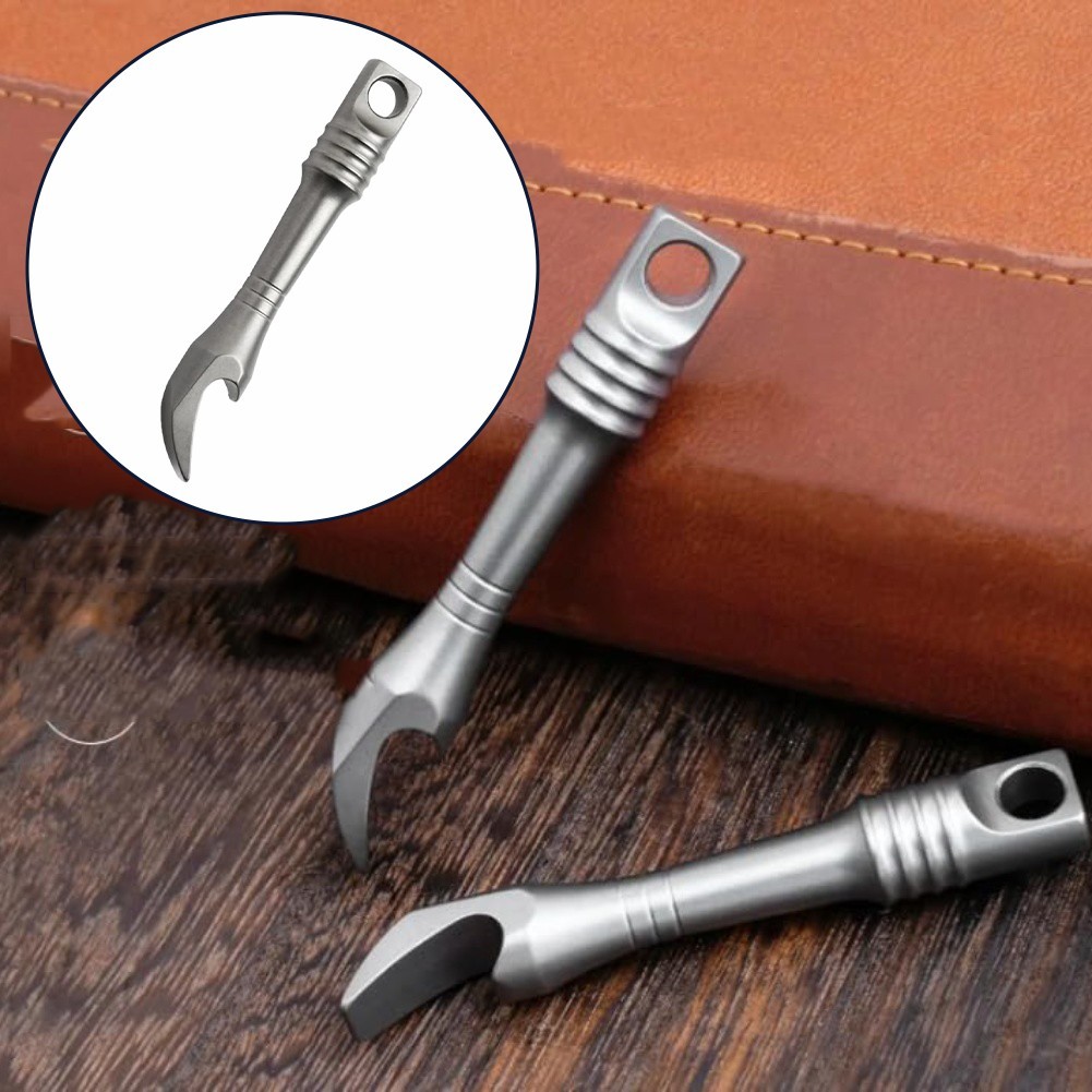 Compact Lightweight Titanium Crowbar Keychain EDC Bottle Opener and Pry Bar
